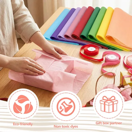 Vista 3 de Bobobag 150 hojas de papel de seda de colores, papel de seda de Navidad de 20 x 14 pulgadas para bolsas de regalo, dorado plateado rojo verde