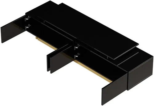 Vista 4 de Homary - Soporte extensible para sala de estar, consola multimedia para televisores de 65 a 85 pulgadas (negro)