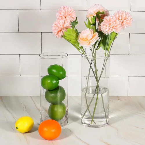 Vista 6 de Jarrones cilíndricos de 10 pulgadas de alto, juego de 3 jarrones de cristal para centros de mesa, florero floral decorativo para decoración