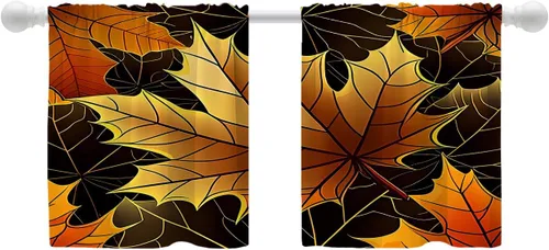 Vista 53 de Shrahala Art Nouveau Floral Pattern Blackout Curtain Tiers, Delicate Vine and Flower Design Kitchen Valance Light Blocking Tier Drapes with Rod