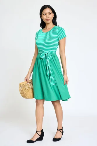 Vista 3 de Eloges - Vestido midi de manga corta en contraste para mujer con bolsillos S-3X Plus