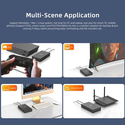 Vista 5 de MAIWO Caja de disco duro USB-C de 6 Gbps para HDD/SSD de 3.5 pulgadas/2.5 pulgadas, aleación de aluminio, fuente de alimentación de 12 V/2 A