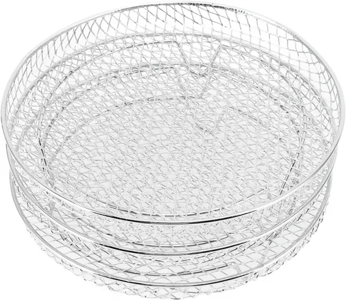 Vista 4 de Fdit 3 estantes para freidora de aire, estantes deshidratadores apilables de 3 capas, acero inoxidable de grado alimenticio, deshidratación