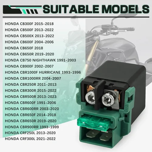 Vista 7 de Relé de solenoide de arranque para Honda Shadow 750 1300 VT750 1100 VTX 1100 CB500 CB750 CBR600 CBR600RR CBR300R para Kawasaki Vulcan 500 800 900