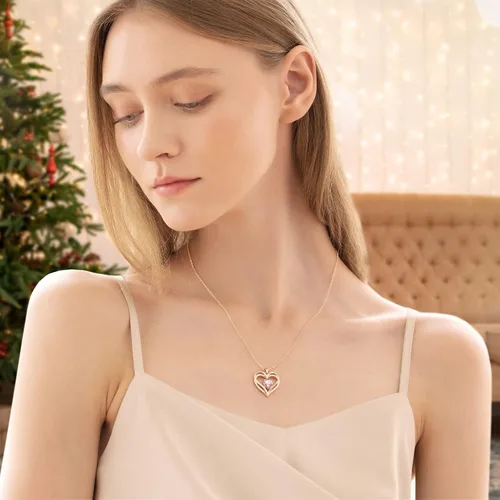 Vista 131 de CDE Collares de piedra natal para mujer, plata de ley 925, collar con colgante de corazón para siempre, Navidad, cumpleaños, aniversario, día de San