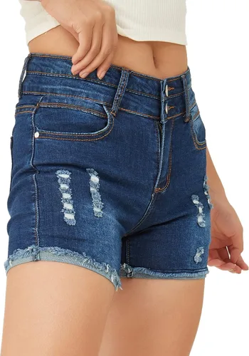 Vista 4 de PHOENISING - Shorts elásticos de mezclilla para mujer talla 2 a 16