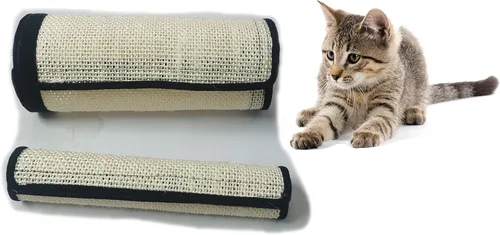 Vista 5 de Tapete rascador de sisal natural para gatos, paquete de 2 alfombrillas de sisal fino rascador con protección de velcro para muebles, sofá, silla