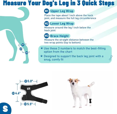 Vista 8 de Soportes para patas de perro para patas traseras y delanteras, soporte articular de perro y tobillo para patas traseras débiles con 2 tiras