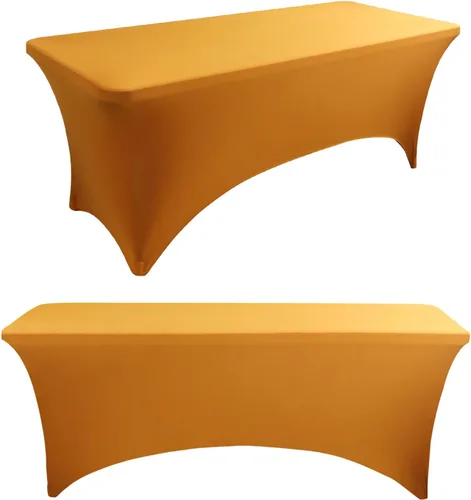 Vista 22 de Paquete de 2 manteles rectangulares elásticos de 6 pies para cocina, comedor, elástico, resistente a las arrugas, de elastano, lavable, para Rosa