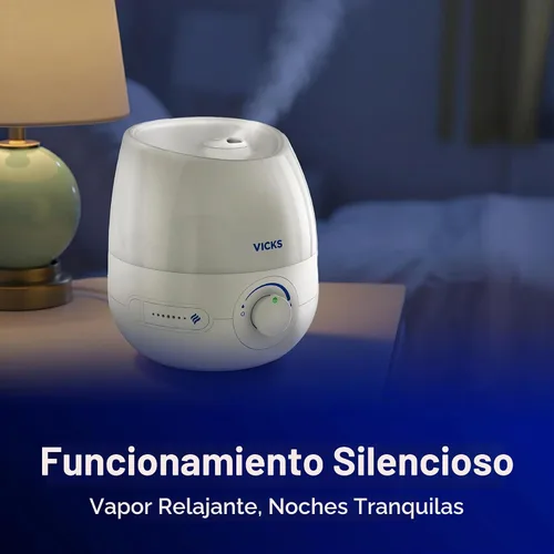Vista 5 de Vicks Mini humidificador de vapor refrescante sin filtro, para habitación pequeña – Control de niebla variable – Funciona con Vicks VapoPads