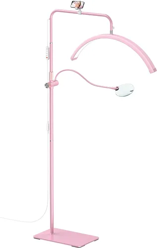 Vista 12 de AURELLE Half Moon Luz para Pestañas - Lámpara de Pie LED Ajustable para Pestañas con Lupa 4X y Soporte para Teléfono para Extensiones de Pestañas