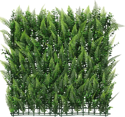 Vista 10 de E&K Panel de valla de plantas artificiales de 20 x 20 pulgadas, hojas sintéticas, césped, panel de privacidad para interiores y exteriores