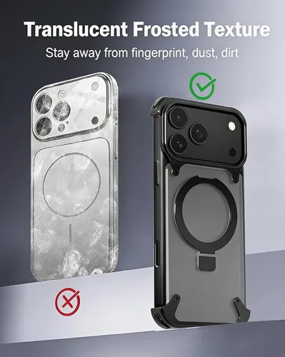 Vista 3 de Losin for iPhone 18 Pro Max/17 Pro Max Metal Bumper Kickstand Case,Black Negro