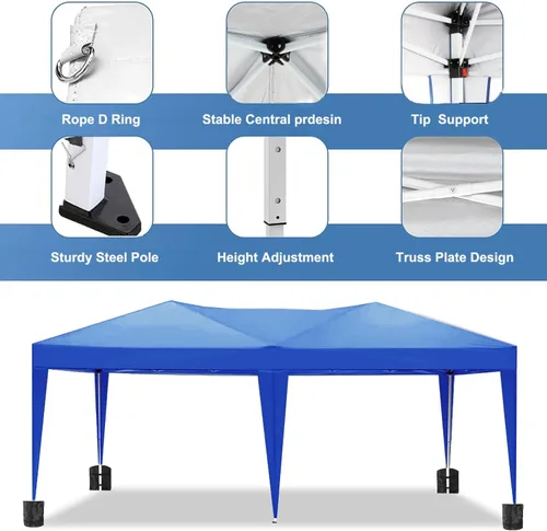 Vista 3 de Carpa plegable de 10 x 20 pies, impermeable, comercial, portátil, portátil, color azul