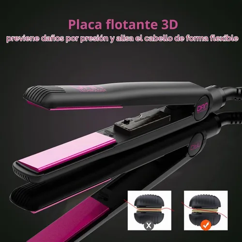 Vista 2 de DAN Technology Plancha plana de cerámica de 1 pulgada, plancha de pelo de temperatura ajustable de 500 grados, calentamiento rápido, doble voltaje
