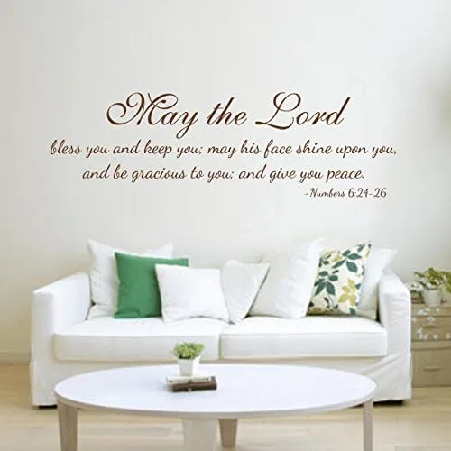 Vista 2 de DigTour WallArt Papel tapiz con texto en inglés "May The Lord Bless You and Keep You May His Face Shine Upon You...£¨Mediano, negro£©