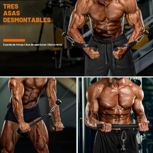 Vista 7 de Sistema de polea de cable de peso SERTT para gimnasio, accesorios actualizados de polea de cable para tracción LAT, flexión de bíceps, tríceps