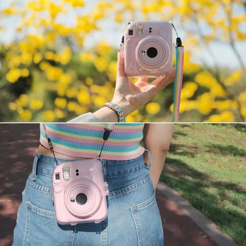 Vista 7 de MUZIRI KINOKOO Funda transparente compatible con cámara Instax Mini 12, funda rígida de PVC transparente para Fuji Instax Mini 12 con bolsillo
