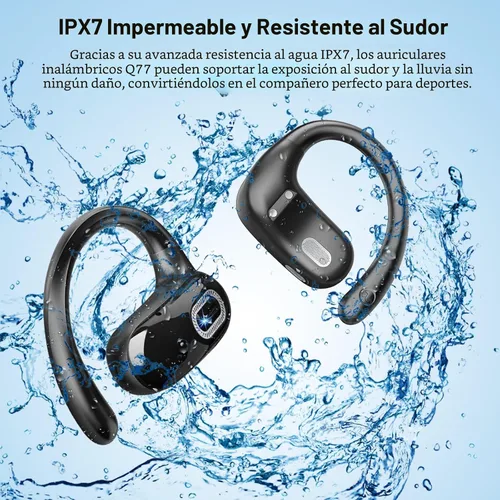 Vista 6 de Auriculares abiertos para los oídos, auriculares inalámbricos Bluetooth 5.4 Negro