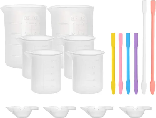 Vista 7 de Gartful Vasos medidores de silicona de 3.4 fl oz para mezcla de resina, 6 tazas mezcladoras para resina epoxi, moldes de fundición de joyas, pintura