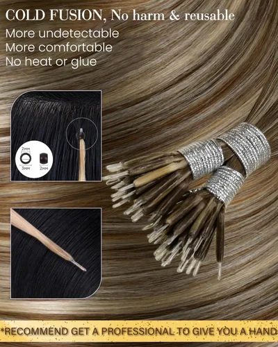 Vista 94 de 【Descuento】Hetto - Extensiones de cabello con cinta adhesiva, 40g, extensiones de cabello humano, color rubio ceniza oscuro degradado a rubio medio