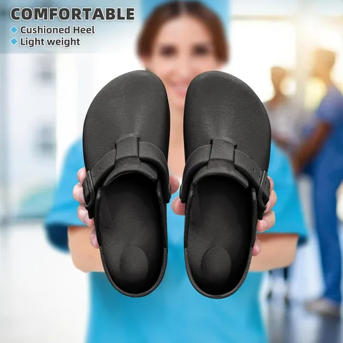 Vista 5 de Bigant Zuecos para mujer, zapatos Mercy Mules para mujer, zapatos de enfermera, zapatos de trabajo de jardín
