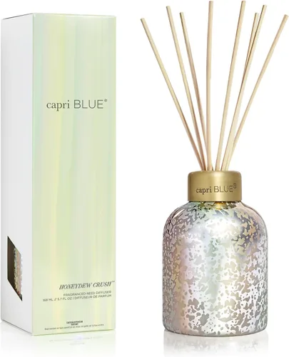 Vista 12 de Capri Blue Difusor de varillas – Viene con aceite difusor perfumado Blue Jean, varillas difusoras y botella de vidrio iridiscente de mercurio