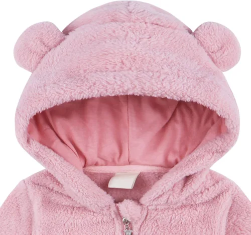 Vista 2 de Ropa de bebé recién nacido, chaqueta de forro polar, ropa neutra con capucha de invierno