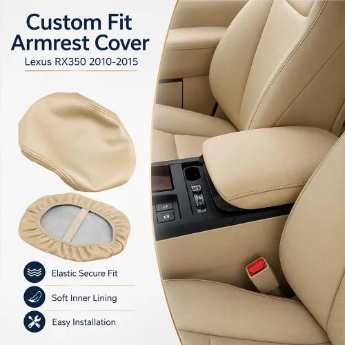 Vista 3 de Accesorios interiores personalizados para Lexus RX350 2010 2011 2012 2013 2014 2015 Cubierta de caja de reposabrazos tapa de consola central, cojín