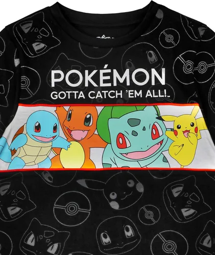 Vista 2 de Pokemon Camisetas para Niños Gris Verde O Negro Top Pikachu Squirtle Bulbasaur Charmander