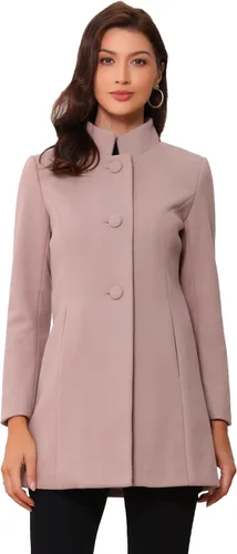Vista 11 de Allegra K Abrigo de invierno para mujer, abrigo de cuello alto medio largo Negro