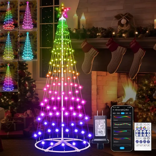 Vista 10 de Luz LED inteligente para árbol de Navidad de 4 pies, luces preiluminadas para árbol de Navidad Cambia