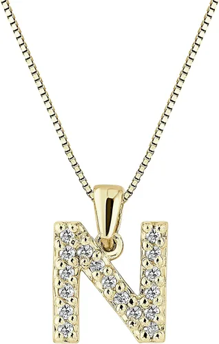 Vista 72 de Collar colgante con letra inicial de diamantes en oro amarillo de 14k (1/10 quilates) 18 pulgadas