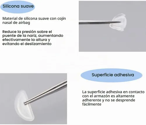 Vista 5 de 5 pares de almohadillas de nariz de silicona para gafas, protector de nariz suave antideslizante para gafas (transparente/0.079 pulgadas)