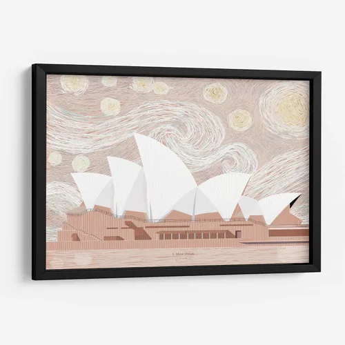 Vista 6 de Canvas Lab Sydney Opera House in Pink by DRAM 11 x 7 in Fine Art Framed Print, Frame Color: Black, With Mat Architecture, Cities