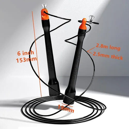 Vista 2 de Cuerda de saltar ultraligera con asas ergonómicas negras, cable de PVC, longitud ajustable, para entrenamiento cardiovascular, crossfit, boxeo