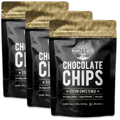Vista 8 de Chips de chocolate grandes sin azúcar, endulzados con estevia, 12 onzas. Tamaño económico, sin OMG, vegano, keto, bajo en carbohidratos, 60% cacao