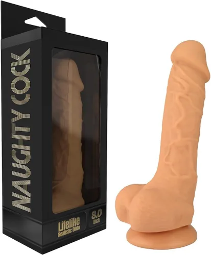 Vista 6 de Pene de silicona realista de 8 pulgadas con ventosa, consolador, Negro, 1, 1