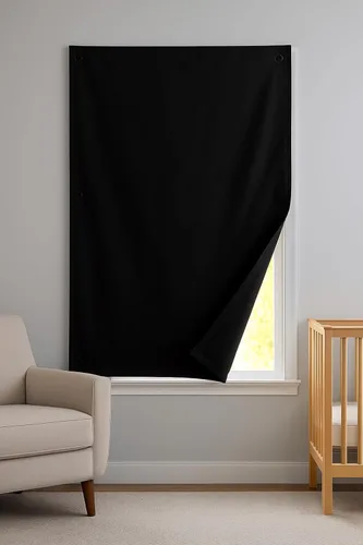 Vista 2 de DREAM ART Cortina opaca portátil para cualquier lugar/Persianas ajustables opacas/Persianas opacas temporales con ventosas para guardería, Negro