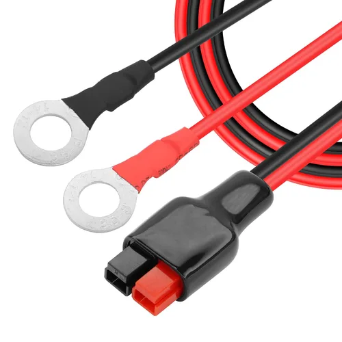 Vista 2 de O Ring Terminal to Battery Connector Cable, 12AWG 45A Connector and 8mm(0.3inch) Terminal Ring Power Cable for Solar Panel Kit and Battery