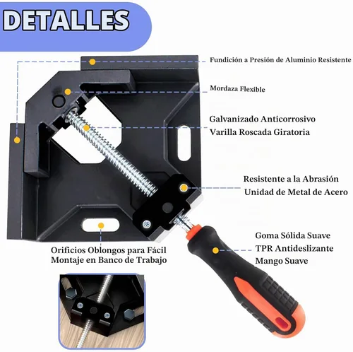 Vista 4 de Abrazadera de esquina 4pcs Abrazadera de ángulo recto de 90 grados Negro