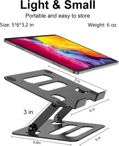Vista 8 de Soporte para tableta para iPad para escritorio, soporte plegable ajustable de aluminio para tableta de viaje para Kindle y tableta