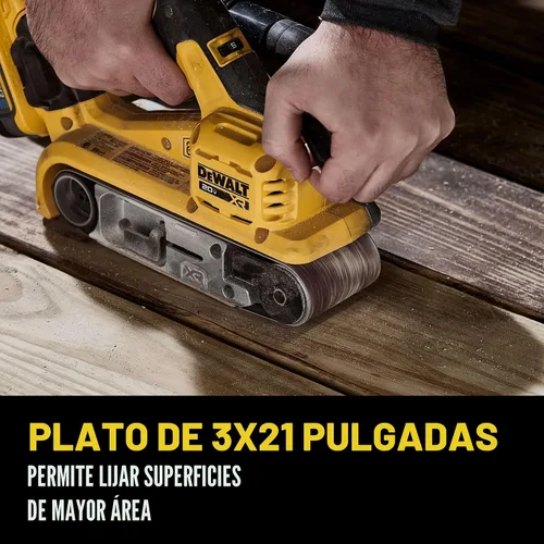 Vista 3 de DEWALT Lijadora de Cinta 20V MAX*, Inalámbrica, Sin Escobillas, Solo Herramienta (DCW220B)