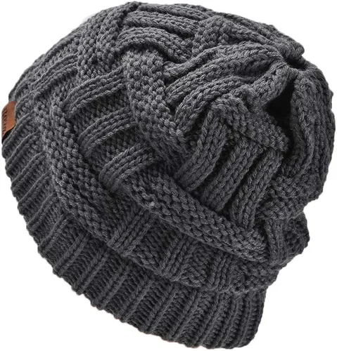 Vista 3 de Rosoz Gorro de cola de caballo para mujer gorro cálido de invierno suave y elástico tejido trenzado gorro de moño alto