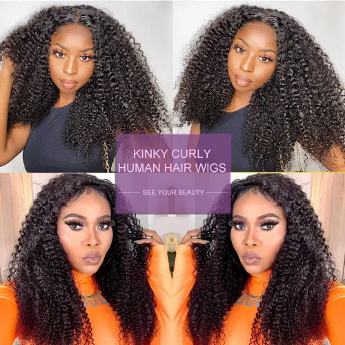 Vista 7 de Peluca de cabello humano rizado afro de 13 x 4 HD, pelucas de encaje frontal HD de 200 de densidad, sin pegamento, pelucas de cabello humano Natural