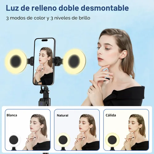 Vista 3 de Content Creator - Kit de vlogging para iPhone/Android, trípode de seguimiento facial automático de 70 pulgadas para iPhone con micrófonos ligeros e
