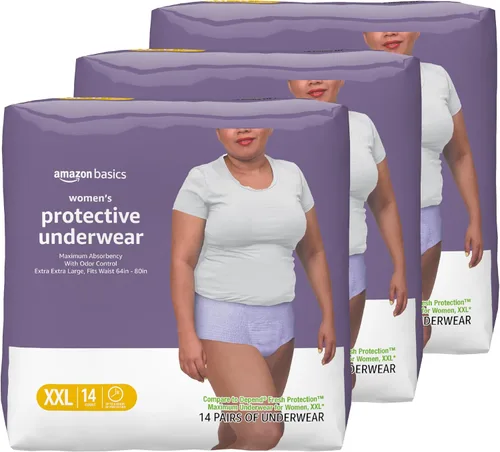 Vista 20 de Amazon Basics - Ropa interior protectora para mujer, para incontinencia y posparto, máxima absorción, talla S, lavanda, 24