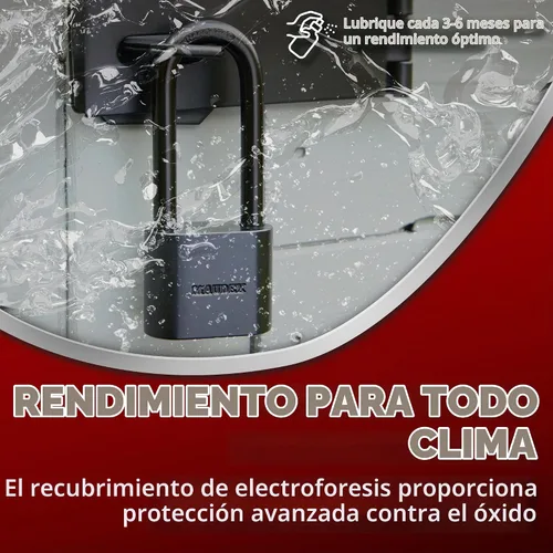 Vista 4 de Maudex® PBE40 - Candado resistente a la intemperie, protección confiable con 5 llaves, revestimiento protector, acero duradero