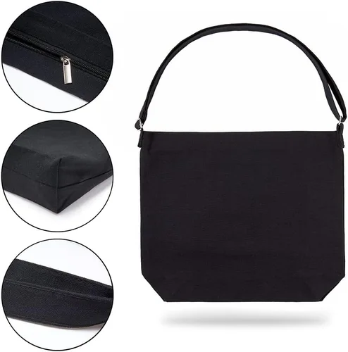 Vista 5 de Bolso bandolera de lona de gran tamaño en blanco para mujer