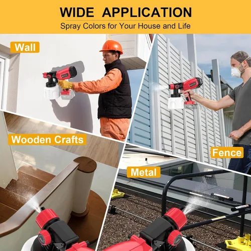 Vista 7 de Pulverizador de pintura inalámbrico para batería Milwaukee de 18 V, 40000 RPM pulverizadores de pintura de alta velocidad para interior y exterior